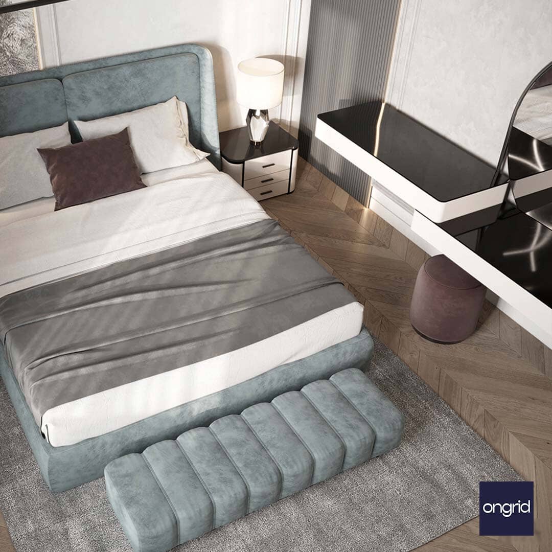 Geometric-Inspired Bedroom Design | 15' x 12' ongrid.design 