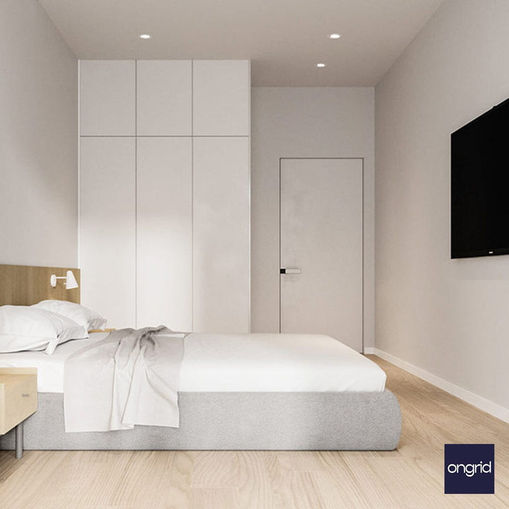Modern Minimalist Bedroom Design | 17' x 12' ongrid.design