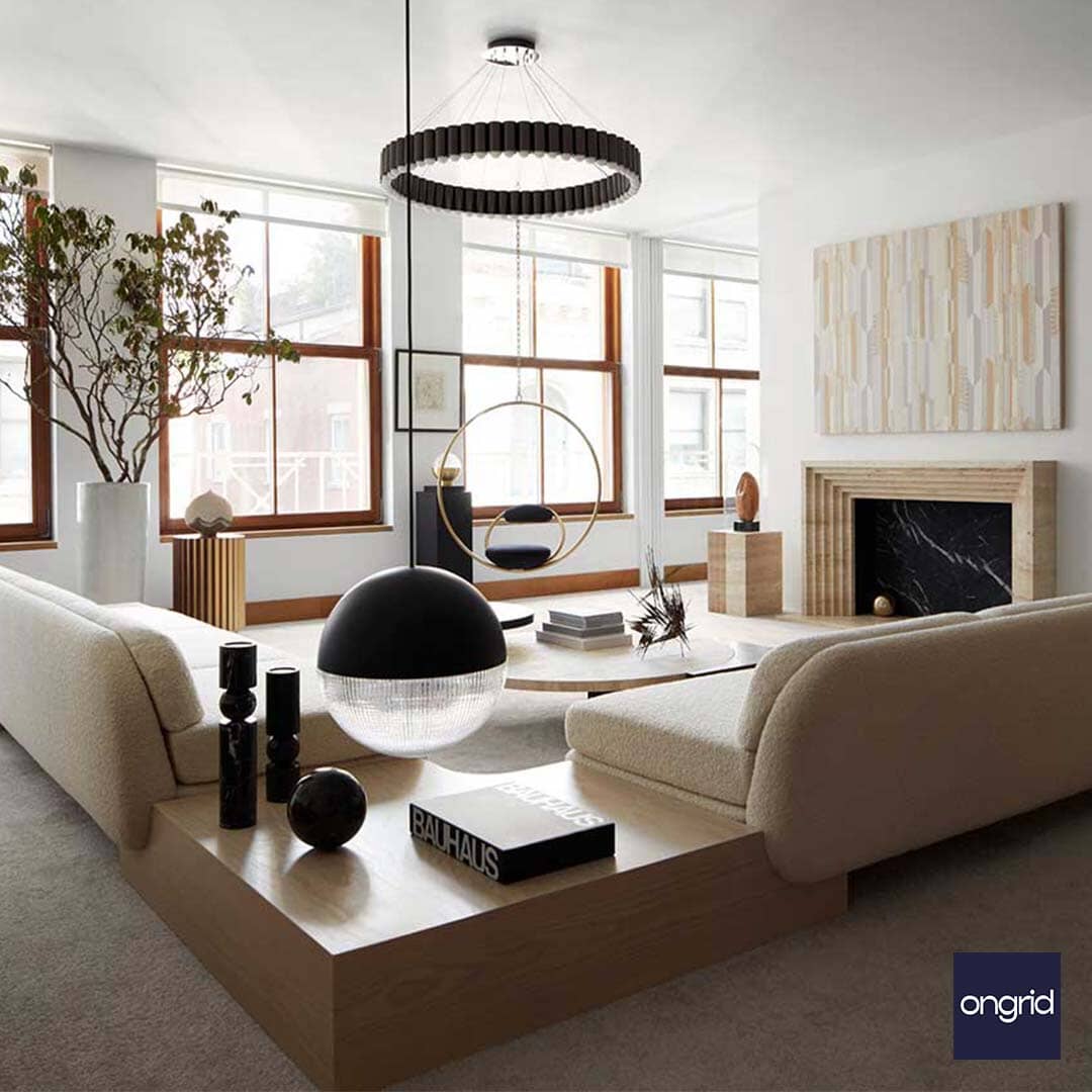 Modern and Traditional Living Room Floor Tiles - 20' x 17' | Ongrid.Design ongrid.design