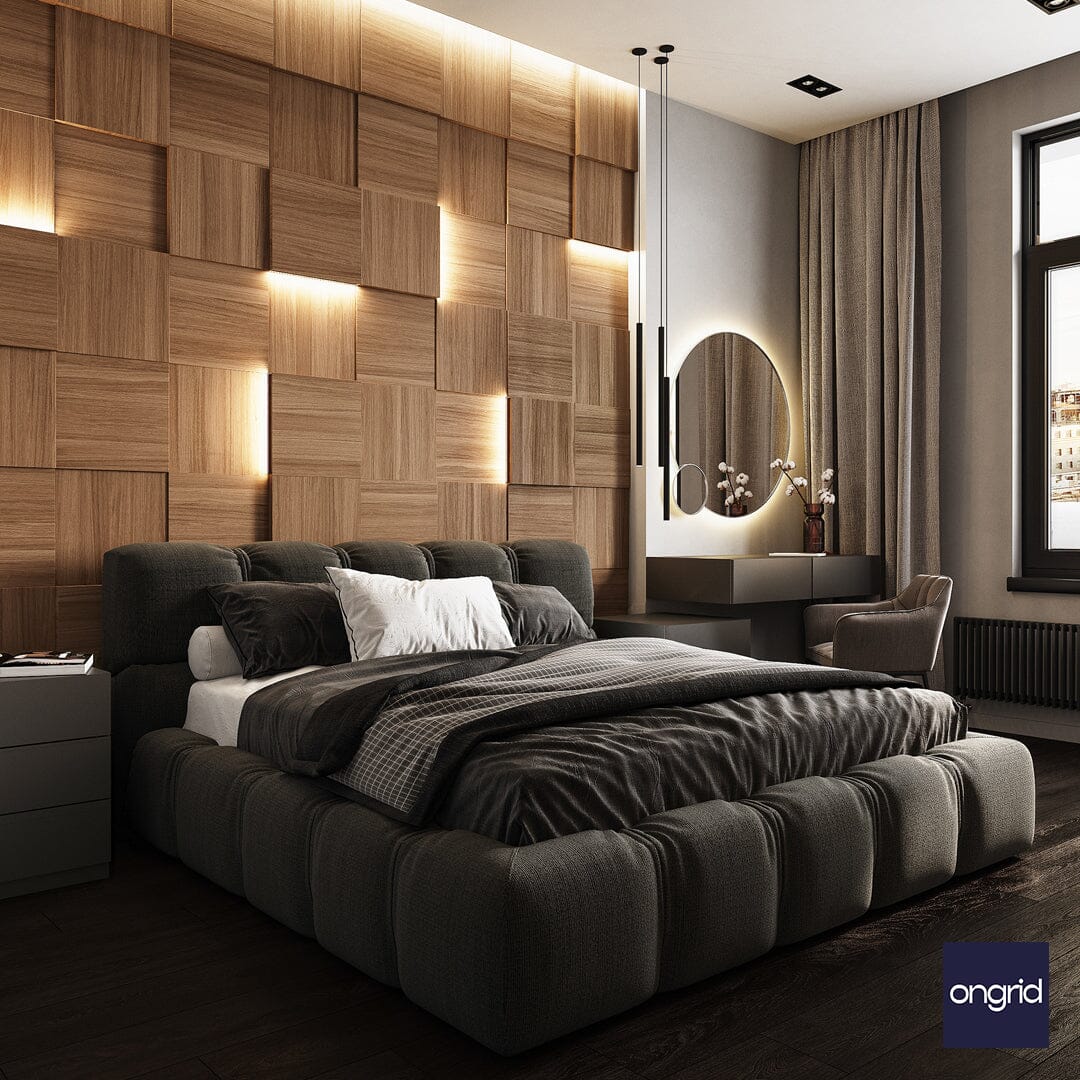 Space-Age Bedroom Design | 15' x 12' ongrid.design 