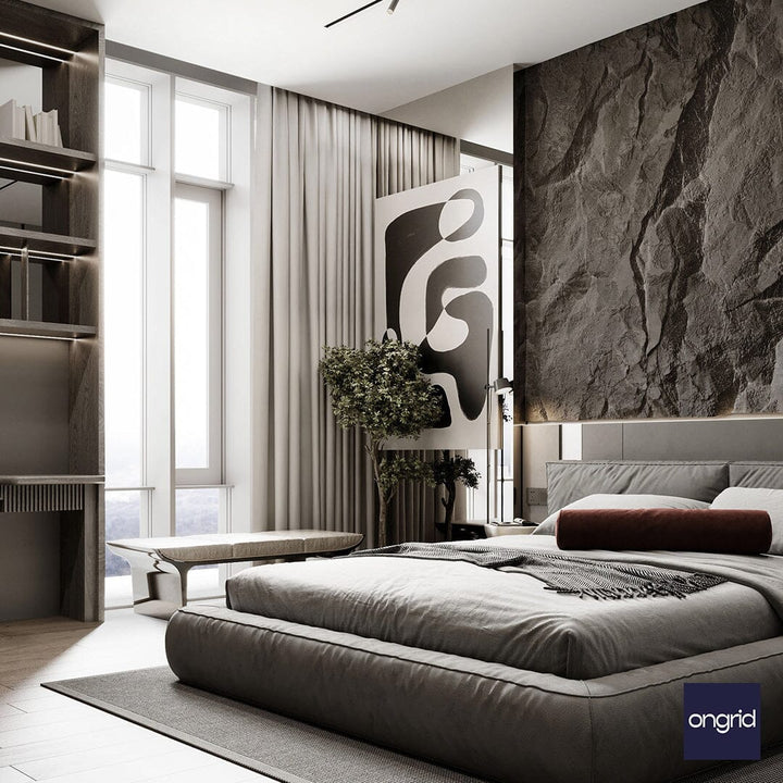 Tribal-Inspired Bedroom Design | 13' x 12' ongrid.design