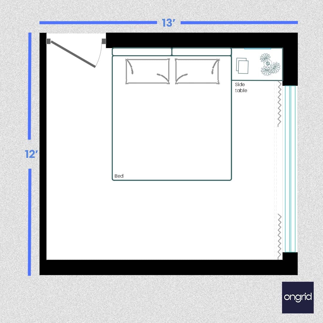Pop Art-Inspired Bedroom Design| 13' x 12' ongrid.design