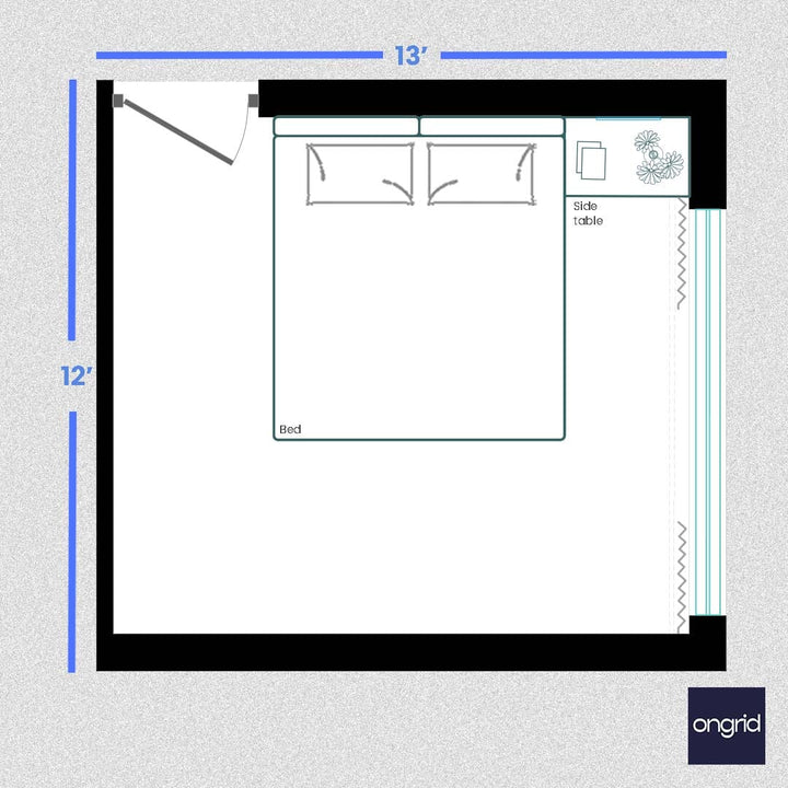 Pop Art-Inspired Bedroom Design| 13' x 12' ongrid.design