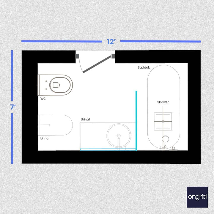 Small Washroom Design: Maximizing Space with Innovative Ideas - 12' x 7' ongrid.design