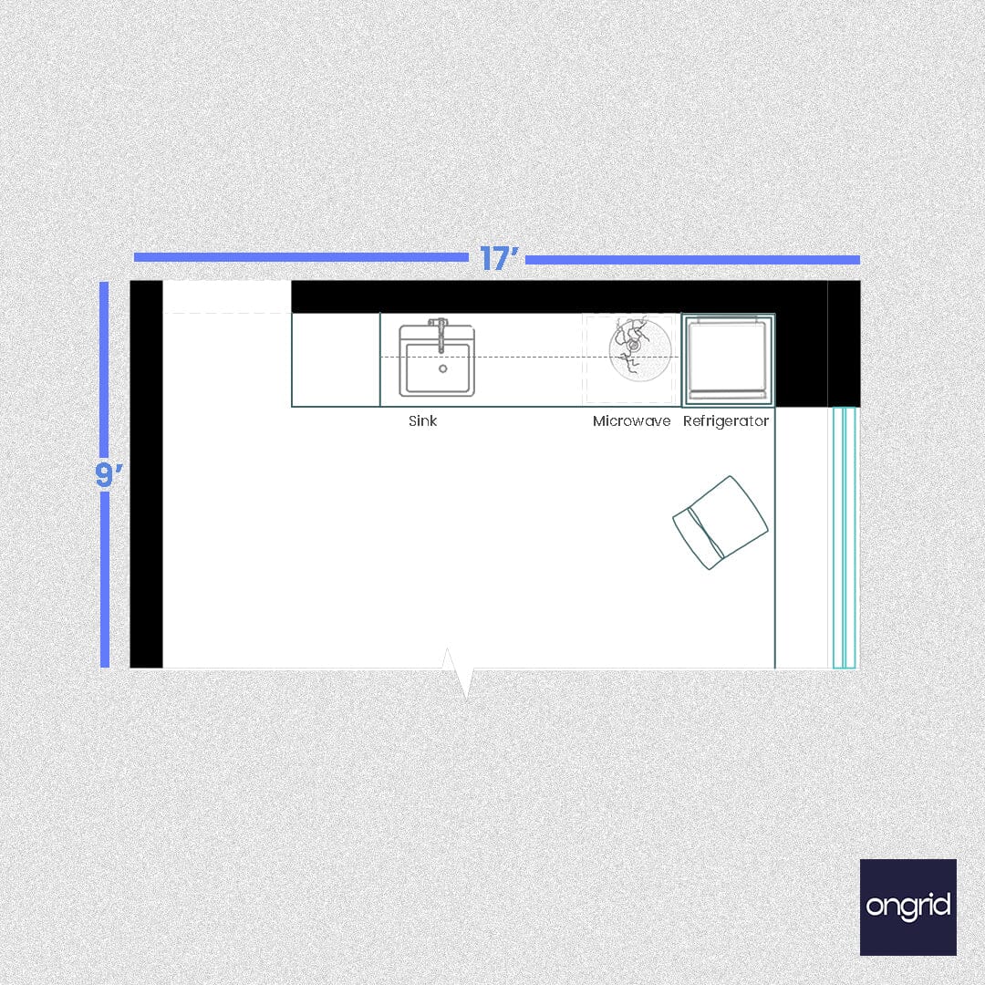 17x9 Modular Kitchen Design with Photos ongrid.design