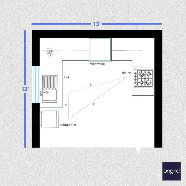 Contemporary Kitchen Design: Sleek and Modern | 13' x 12' ongrid.design