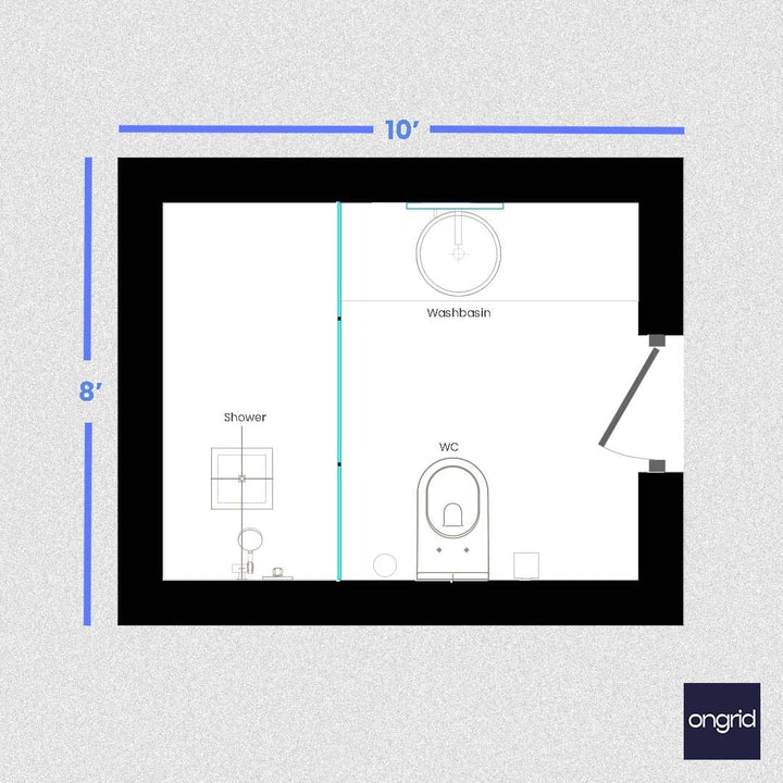 Modern Indian Toilet Design Layout: A Fusion of Tradition and Innovation - 10' x 8' ongrid.design
