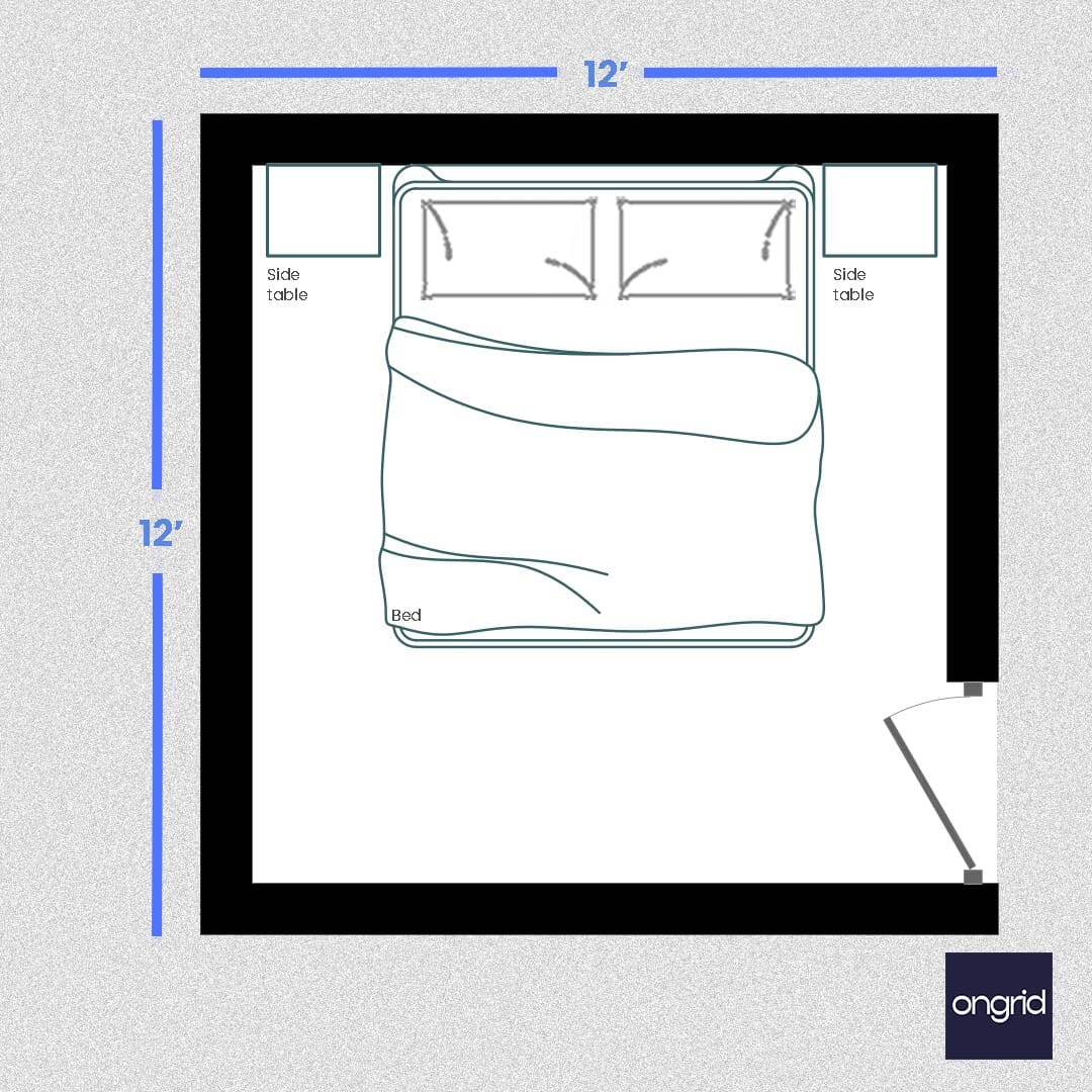 Simple Bedroom Design for Minimalists | 12' x 12' ongrid.design
