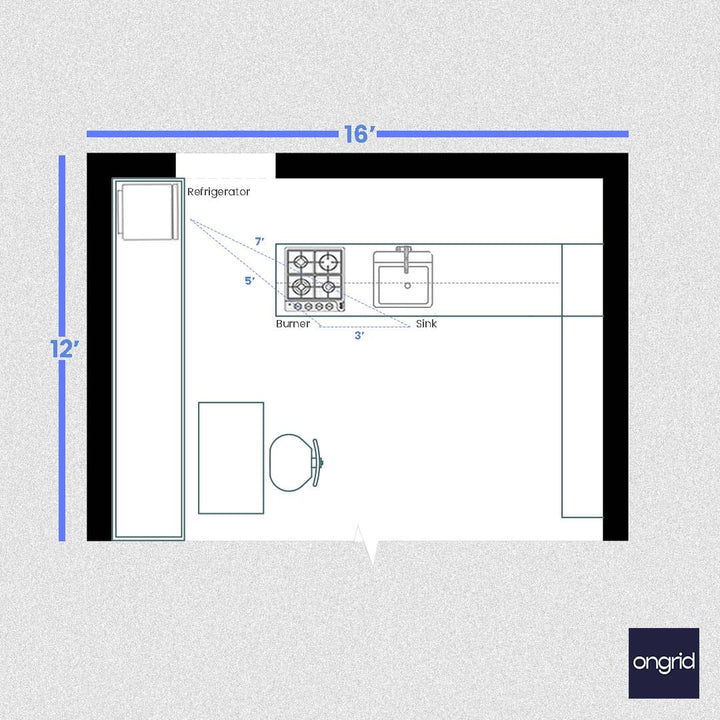 16x13 - L Shape Modular Kitchen Plan ongrid.design