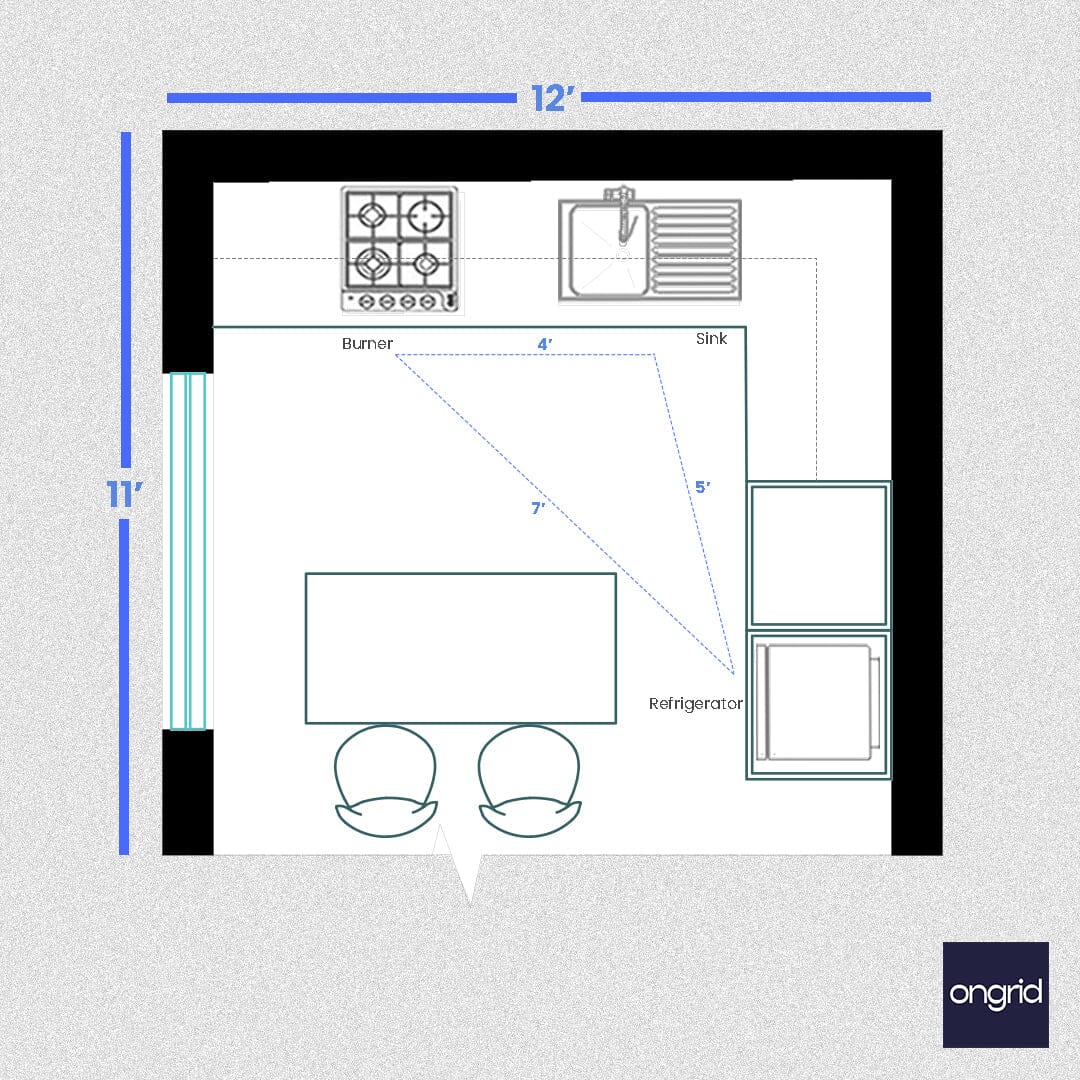 Compact Kitchen Design: Space-Saving and Efficient | 12' x 12' ongrid.design