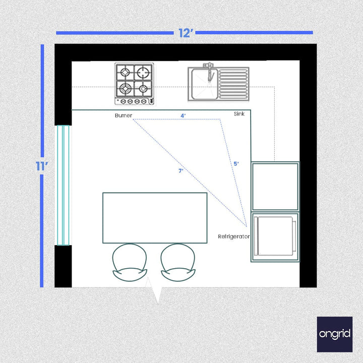 Compact Kitchen Design: Space-Saving and Efficient | 12' x 12' ongrid.design