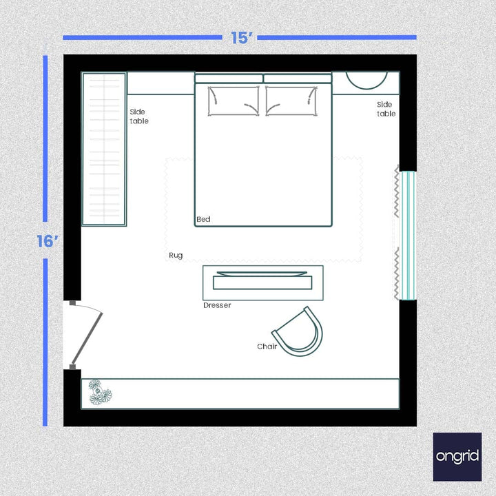 Bohemian Bedroom Oasis Design | 15' x 16' ongrid.design