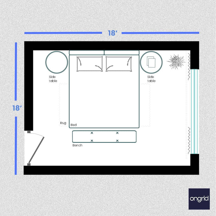 Art Deco Bedroom Inspiration Design | 15' x 12' ongrid.design
