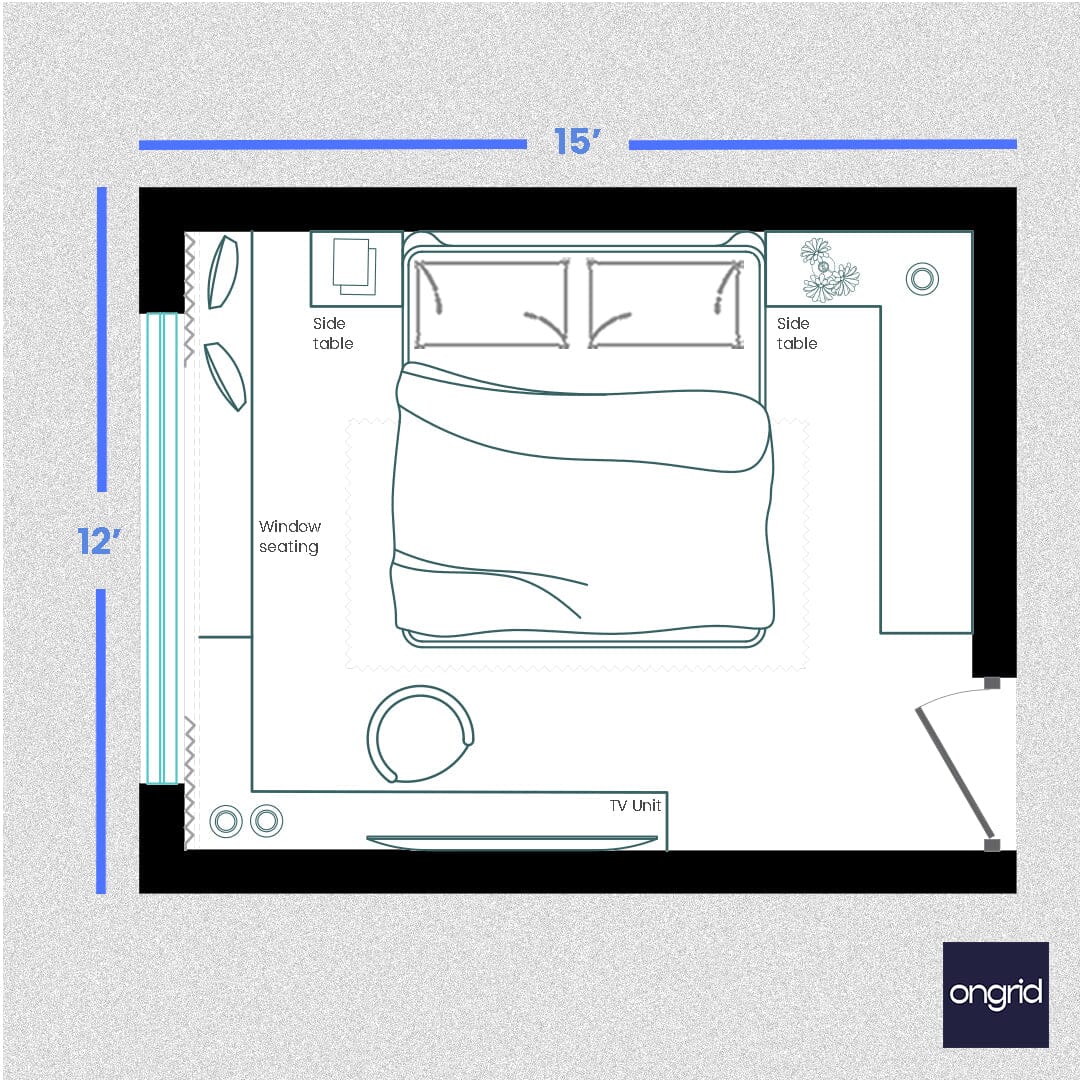 Mediterranean-Inspired Bedroom Design | 15' x 12' ongrid.design