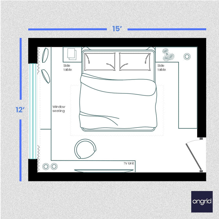 Mediterranean-Inspired Bedroom Design | 15' x 12' ongrid.design