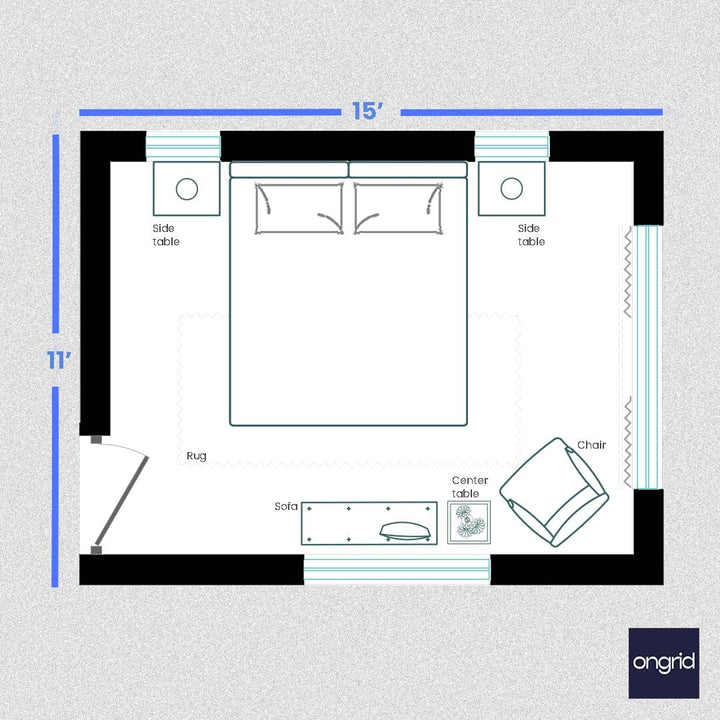 Elegant Classic Bedroom Inspiration Design | 15' x 11' ongrid.design