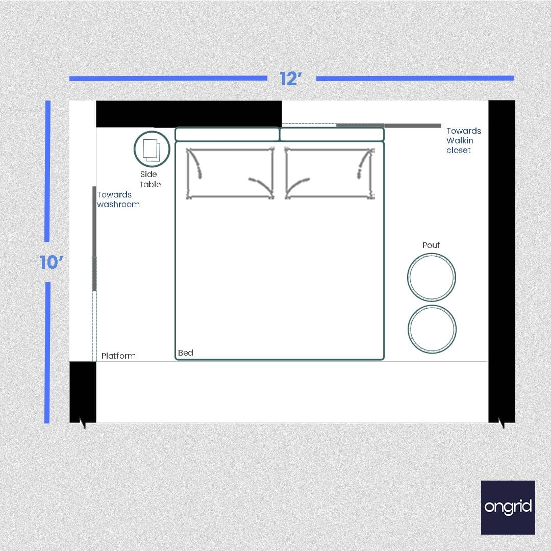 Artistic Boho Bedroom Design | 12' x 10' ongrid.design