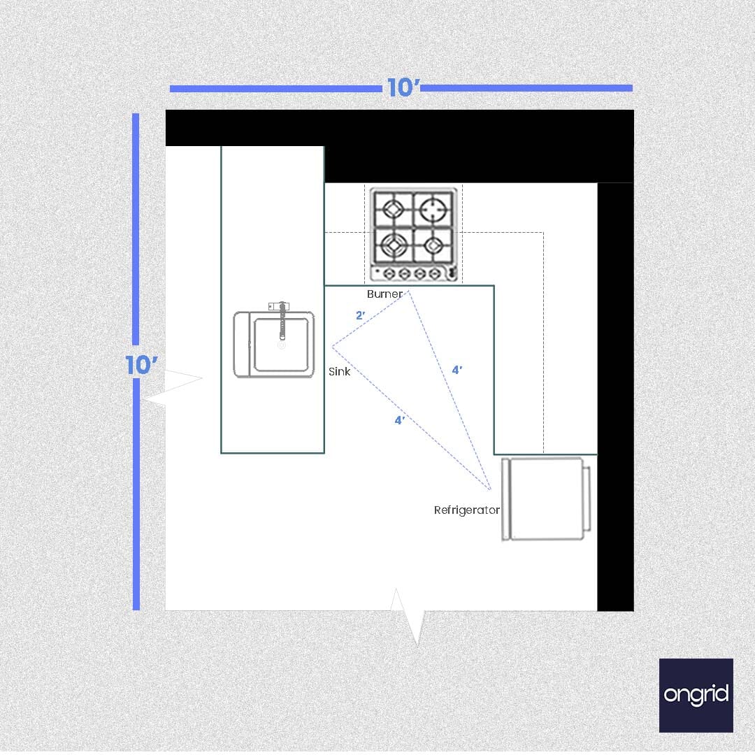 10x10 - Idea for Small Kitchen Design ongrid.design