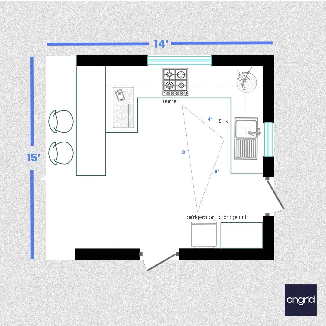 Art Deco Kitchen Design: Glamorous and Stylish | 15' x 14' ongrid.design