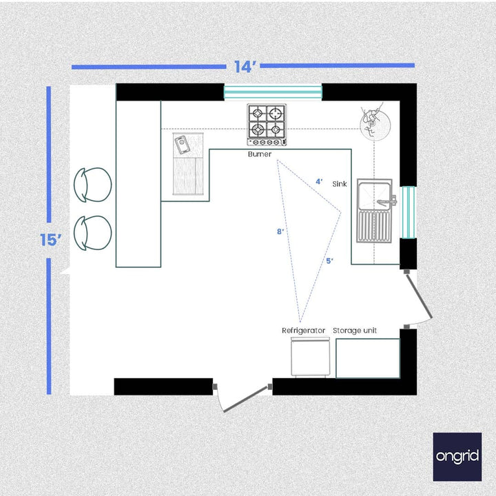 Art Deco Kitchen Design: Glamorous and Stylish | 15' x 14' ongrid.design