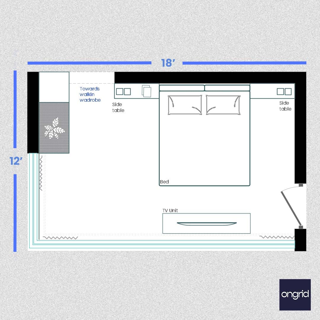 Rustic Indian Bedroom Collection Design | 18' x 12' ongrid.design