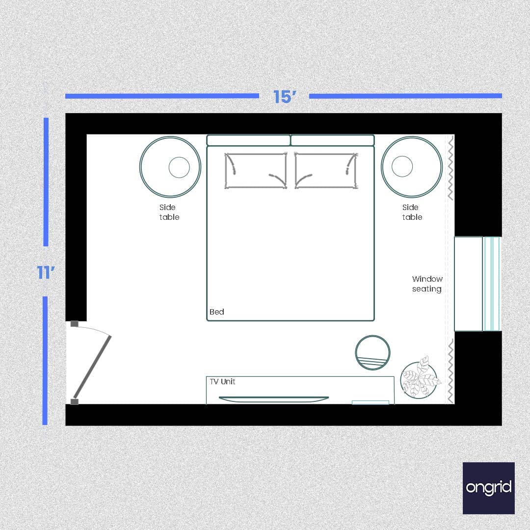 Luxurious Master Bedroom Design | 15' x 11' ongrid.design