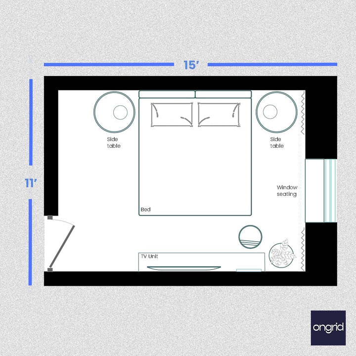 Luxurious Master Bedroom Design | 15' x 11' ongrid.design