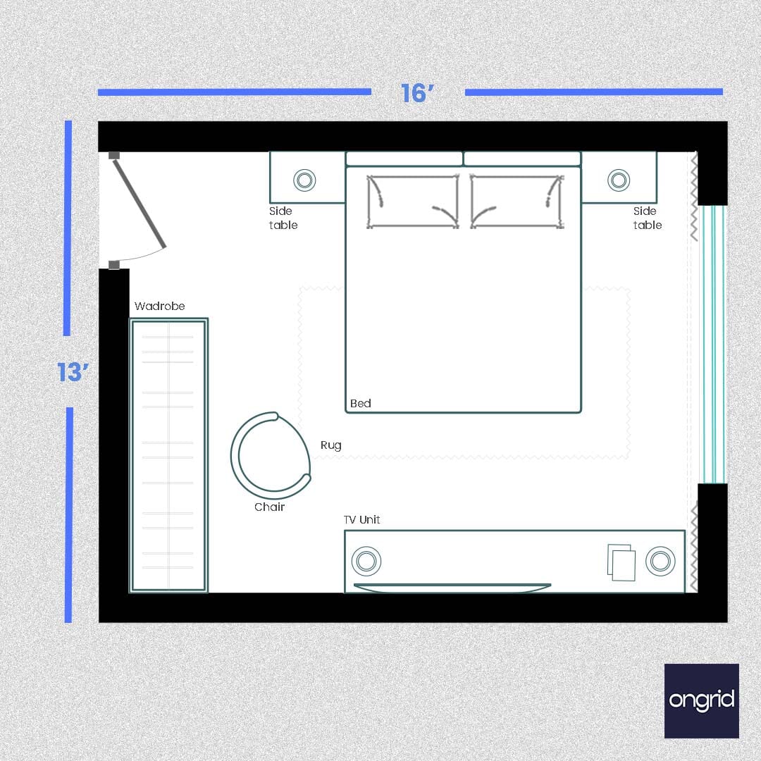Gothic-Inspired Bedroom Design | 16' x 13' ongrid.design