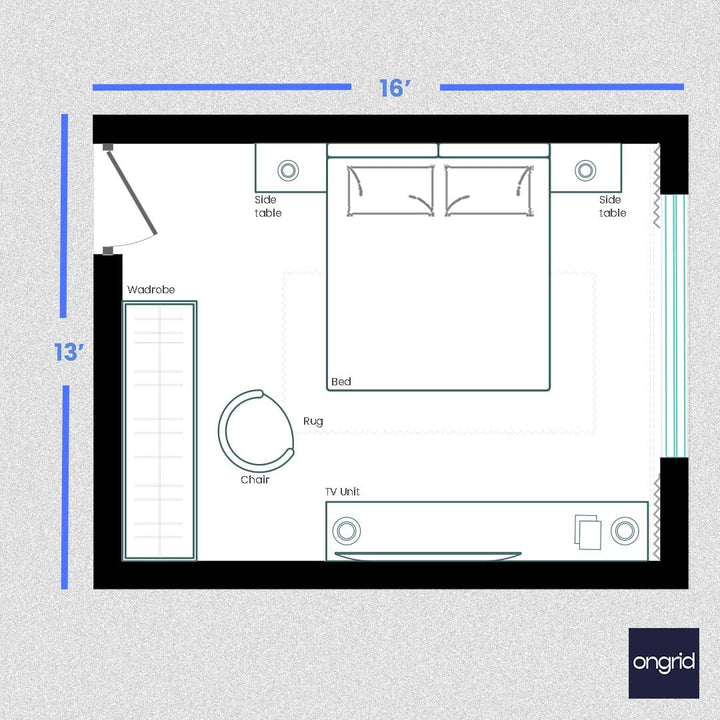Gothic-Inspired Bedroom Design | 16' x 13' ongrid.design