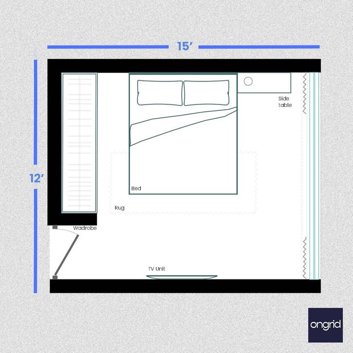Compact Bedroom Solution Design | 15' x 12' ongrid.design