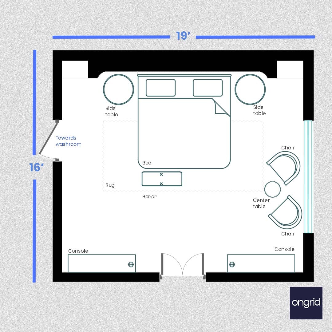 Master Bedroom Design for the Modern Dweller | 19' x 16' ongrid.design