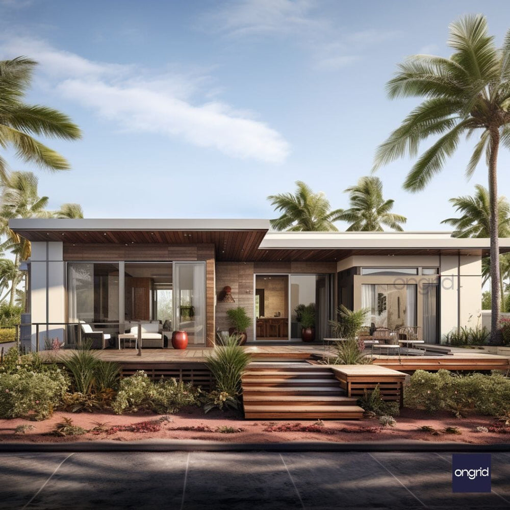 Modern Single Floor Facade with Lavish Entryways E-books Ongrid Design