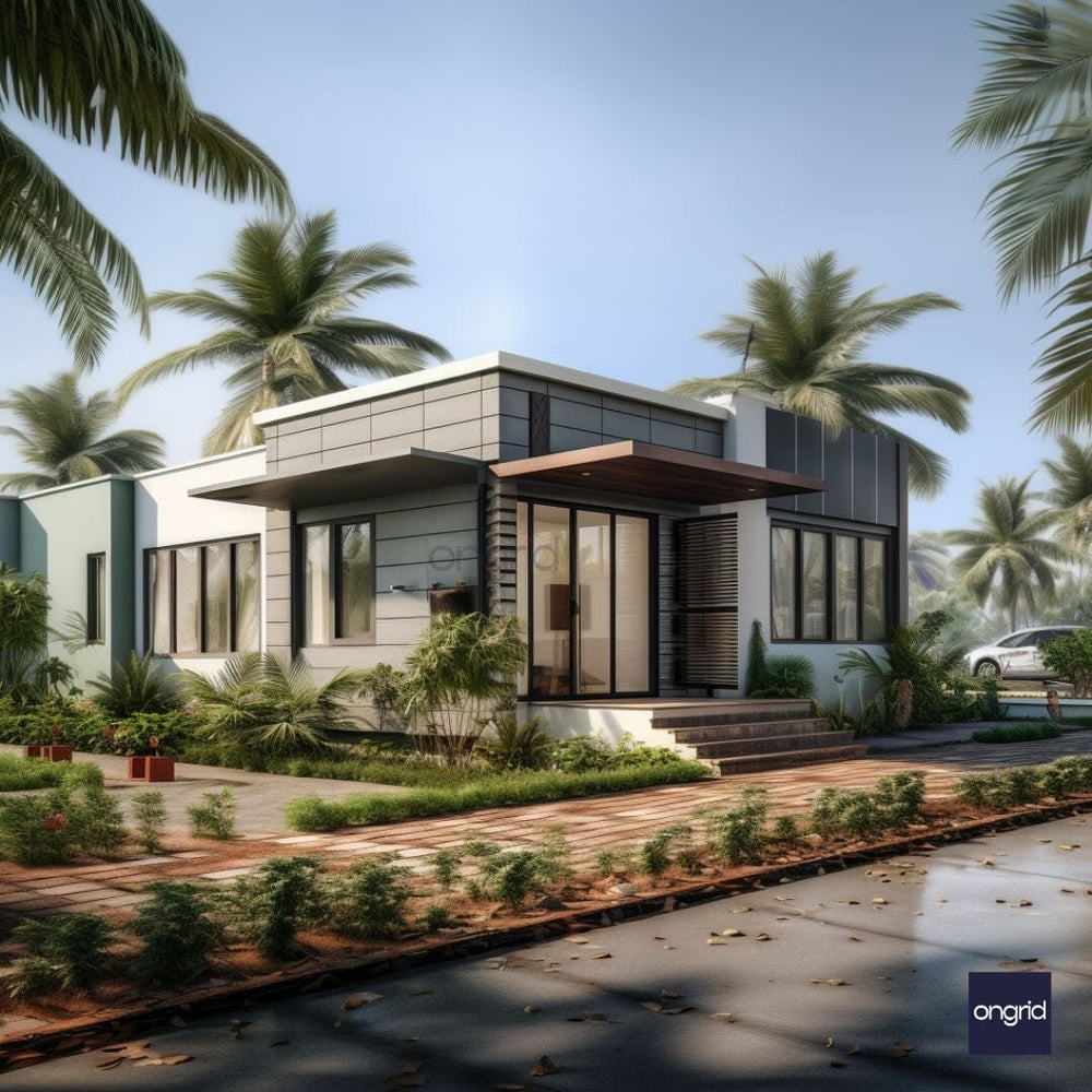 Single Floor Elevation with Rainwater Harvesting E-books Ongrid Design