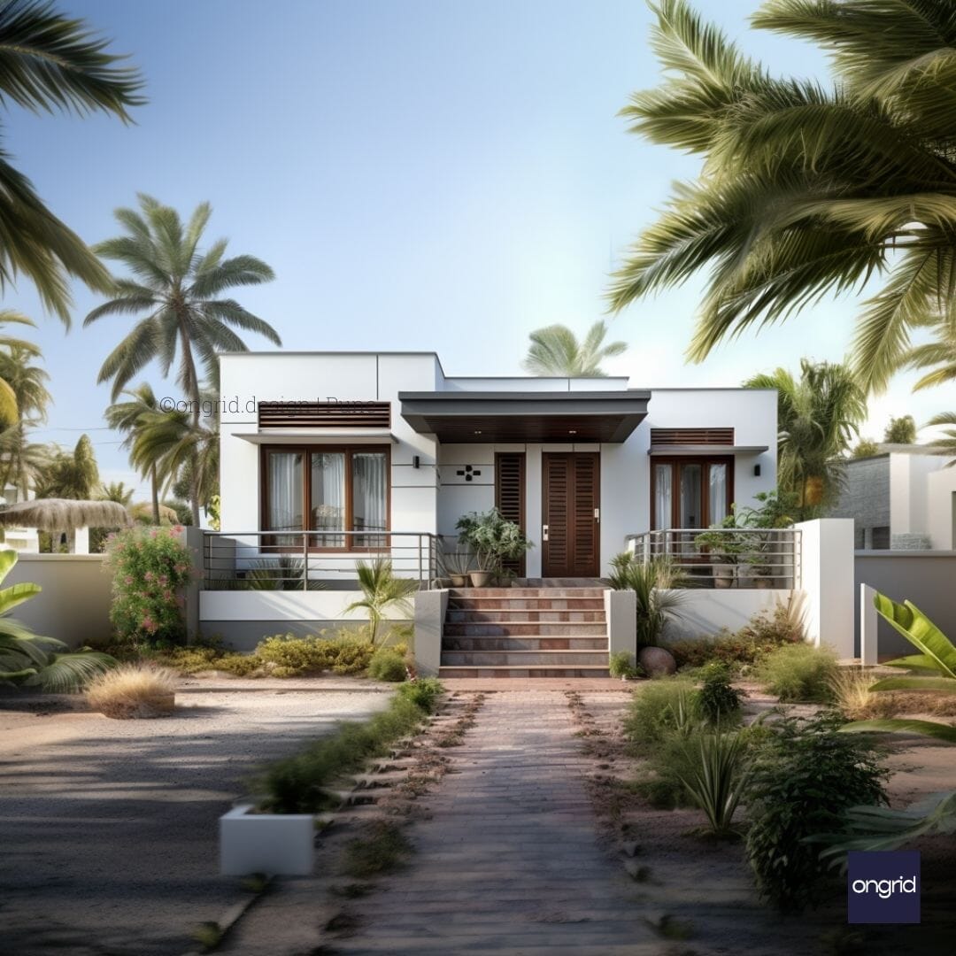 Sleek and Contemporary Single-Floor Home Elevation Design E-books Ongrid Design