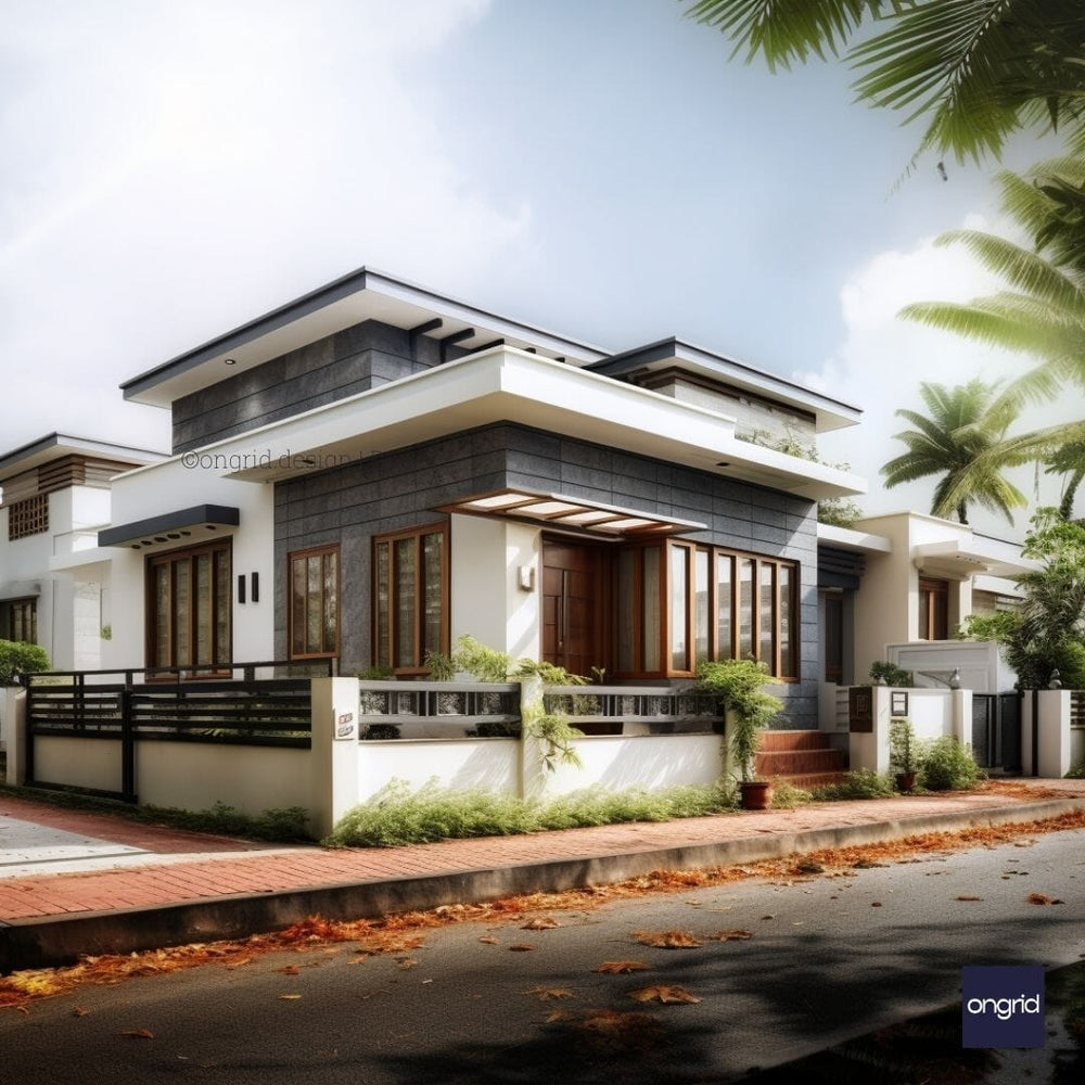 Modern Single-Floor Home Elevation – Flat Roof, Sleek Look E-books Ongrid Design