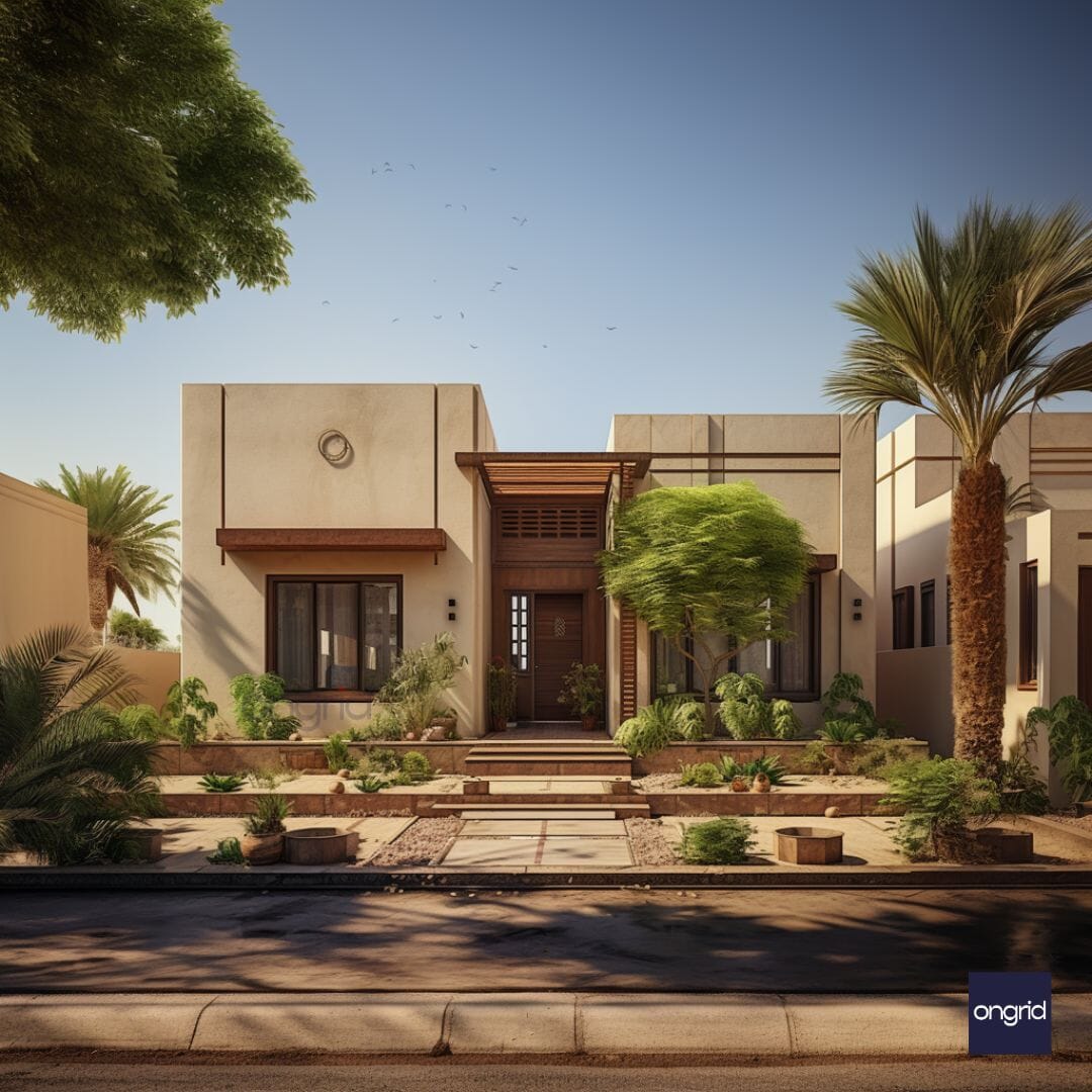 Rajasthani Single Floor Elevation with Glass Elements E-books Ongrid Design