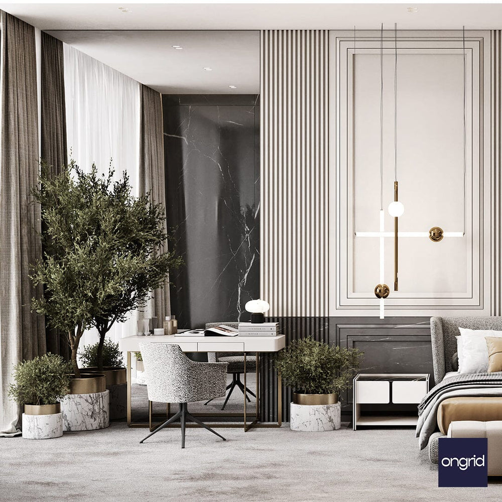 Trendy Bedroom Design Oasis | 19' x 13' ongrid.design