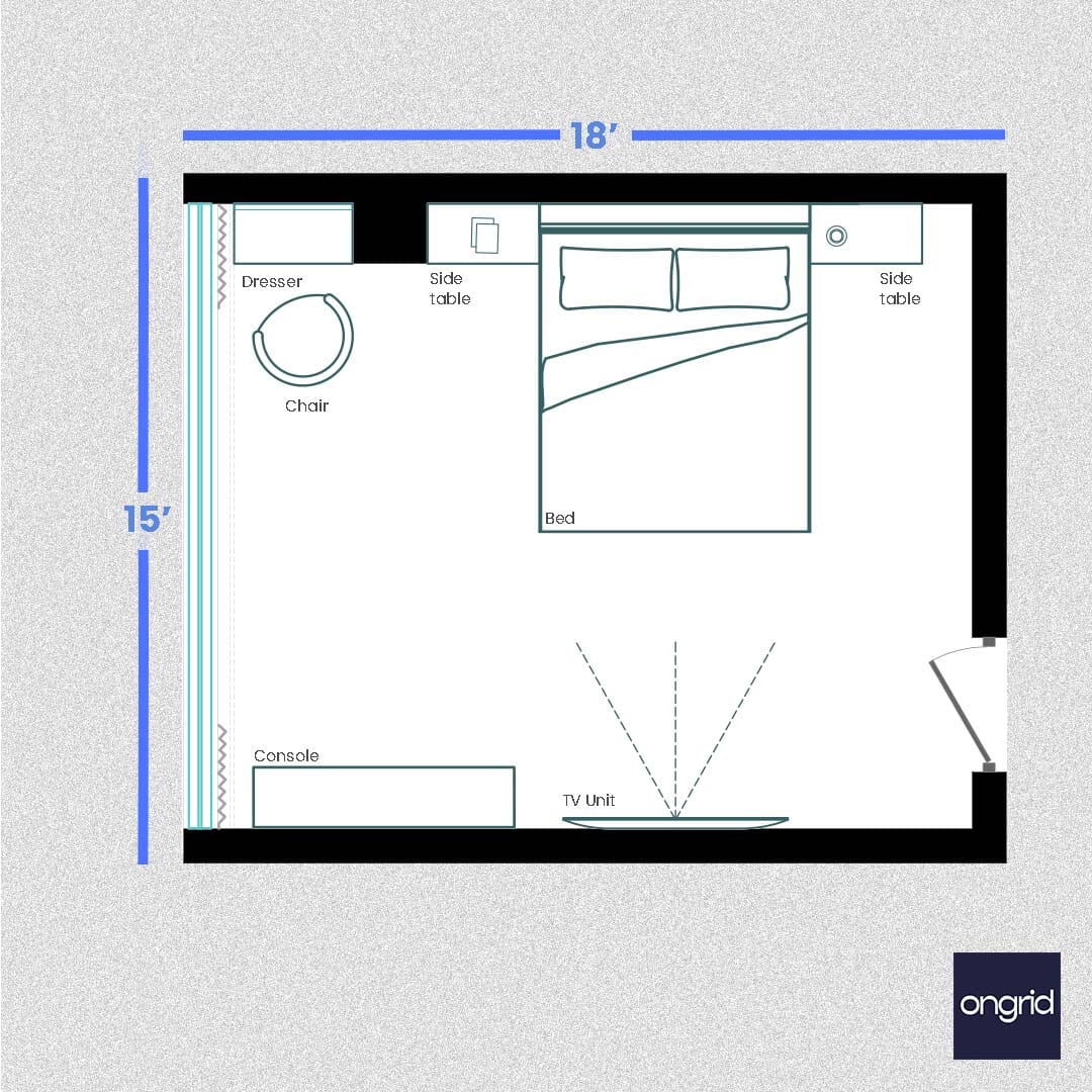 Scandinavian-Inspired Bedroom Design | 18' x 15' ongrid.design