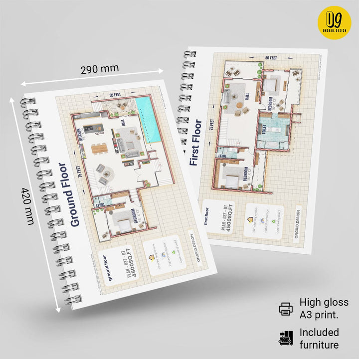 Contemporary Duplex Style Home Plan Print Books Ongrid.Design
