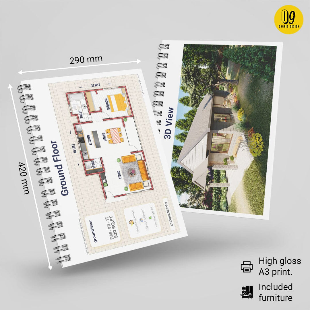 Farm Style with Sloped Roof Design Home Plan Print Books Ongrid.Design