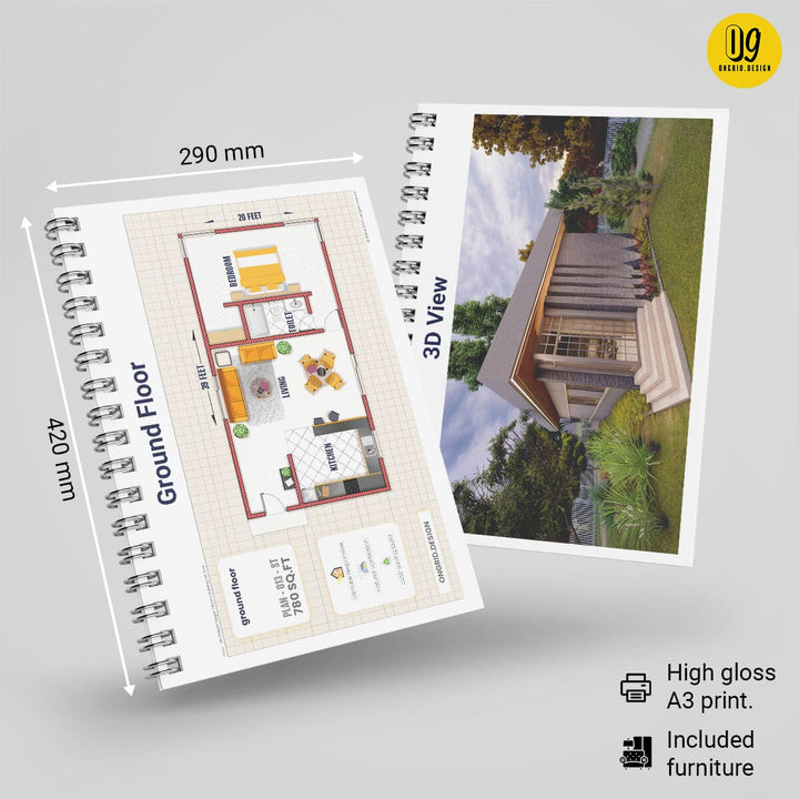 Simple Design Style House Plan Print Books Ongrid.Design