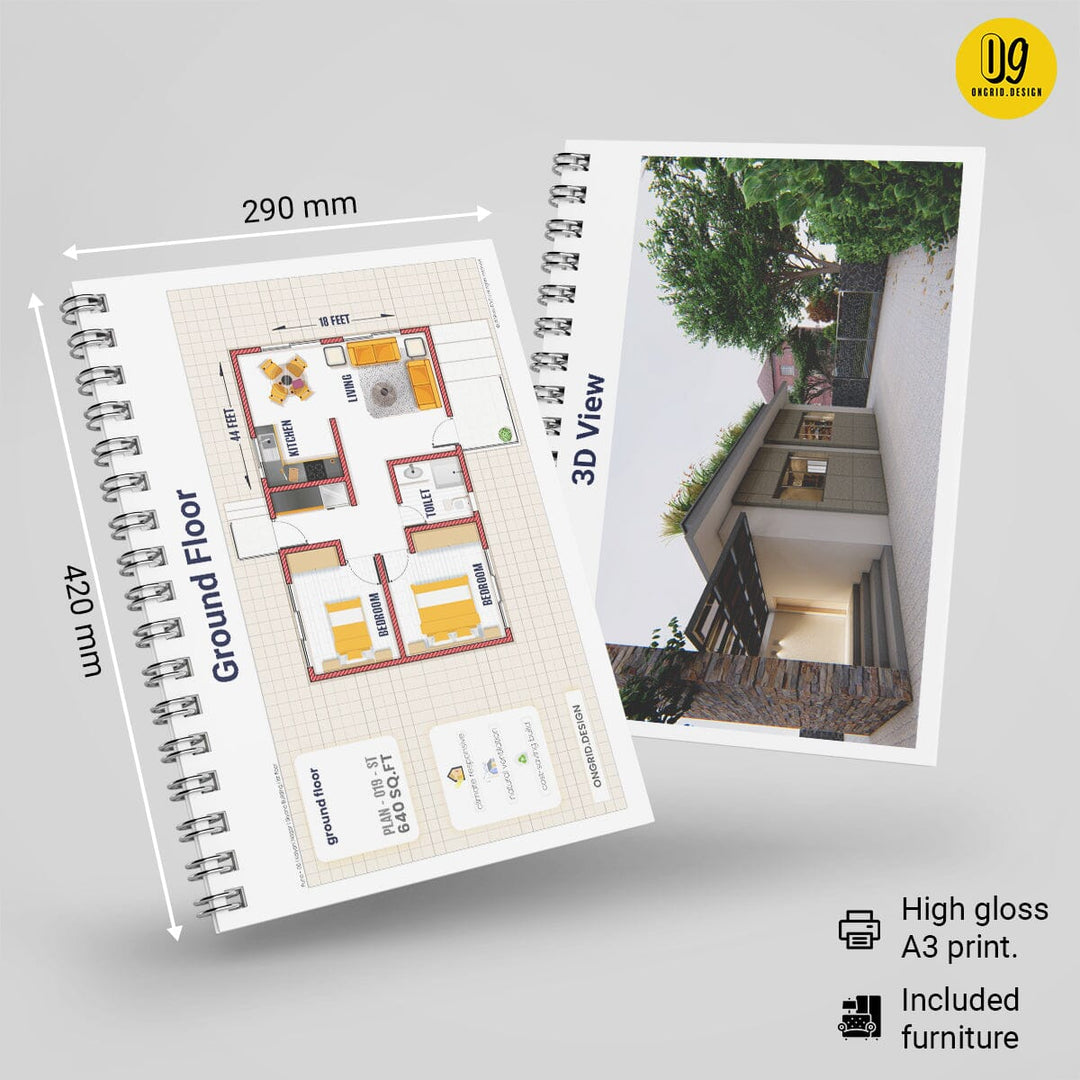 Single Floor Modern Style Home Plan Print Books Ongrid.Design 