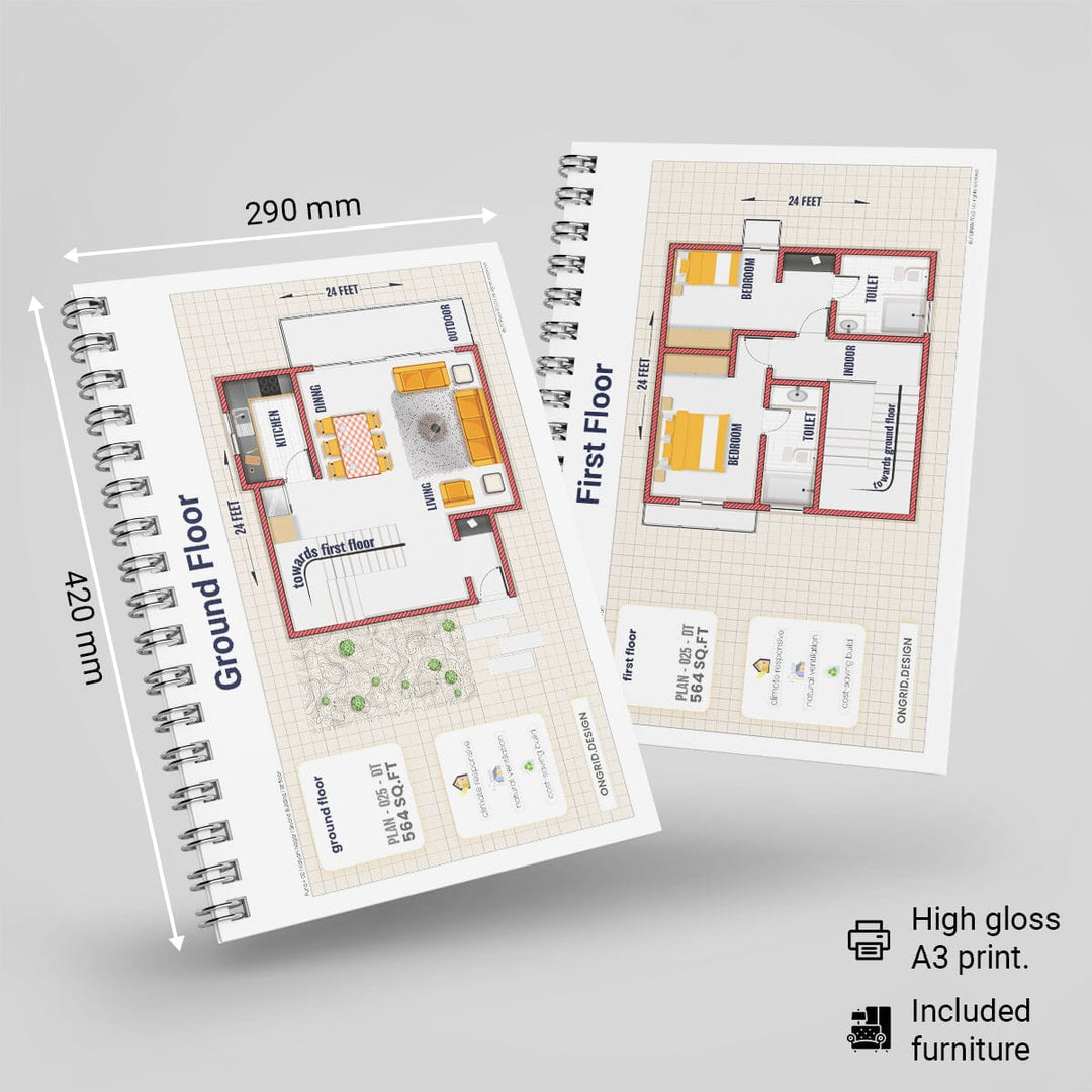 Modern Duplex Home Plan Print Books Ongrid.Design 