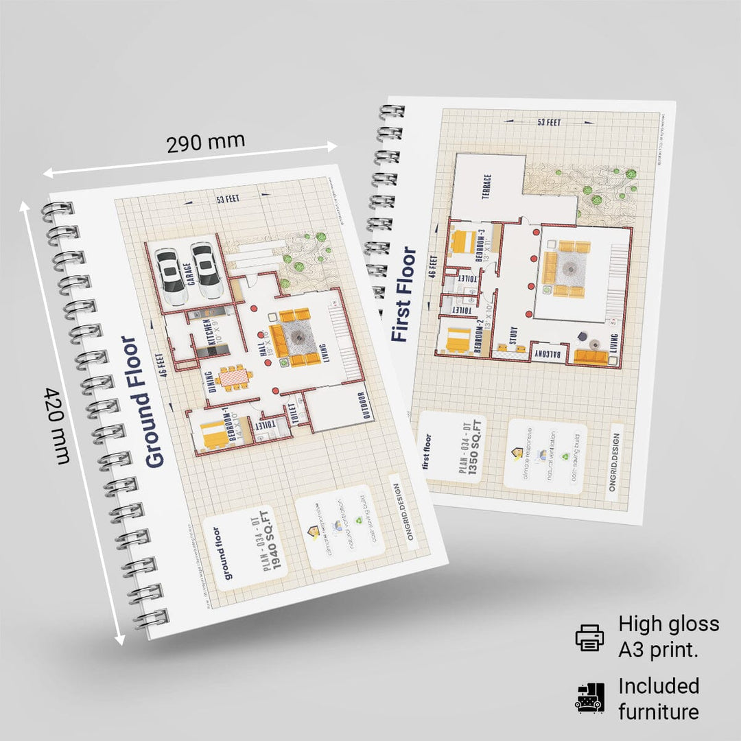 Contemporary Duplex Style Home Plan Print Books Ongrid.Design