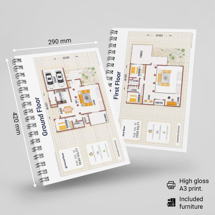 Contemporary Duplex Style Home Plan Print Books Ongrid.Design