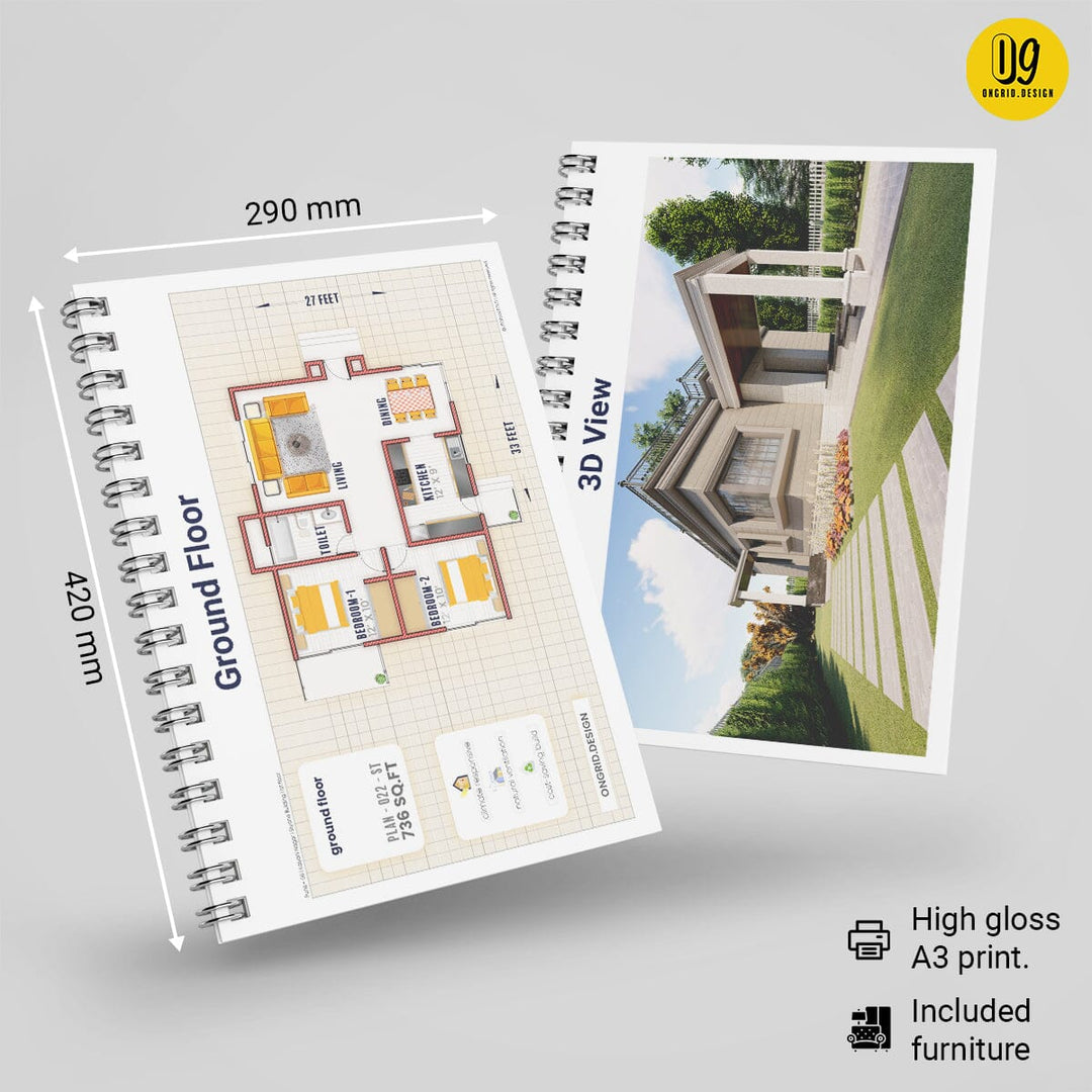 European Style Single Floor Home Plan Print Books Ongrid.Design