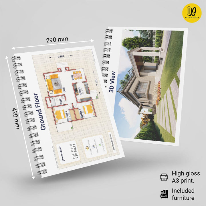 European Style Single Floor Home Plan Print Books Ongrid.Design