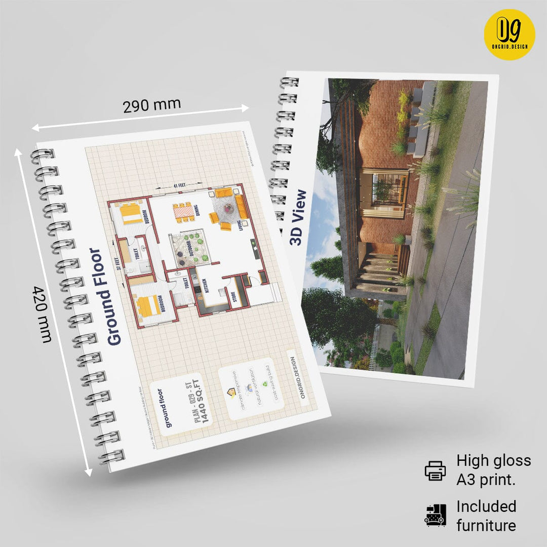 Minimal Style Single Floor Home Plan Print Books Ongrid.Design