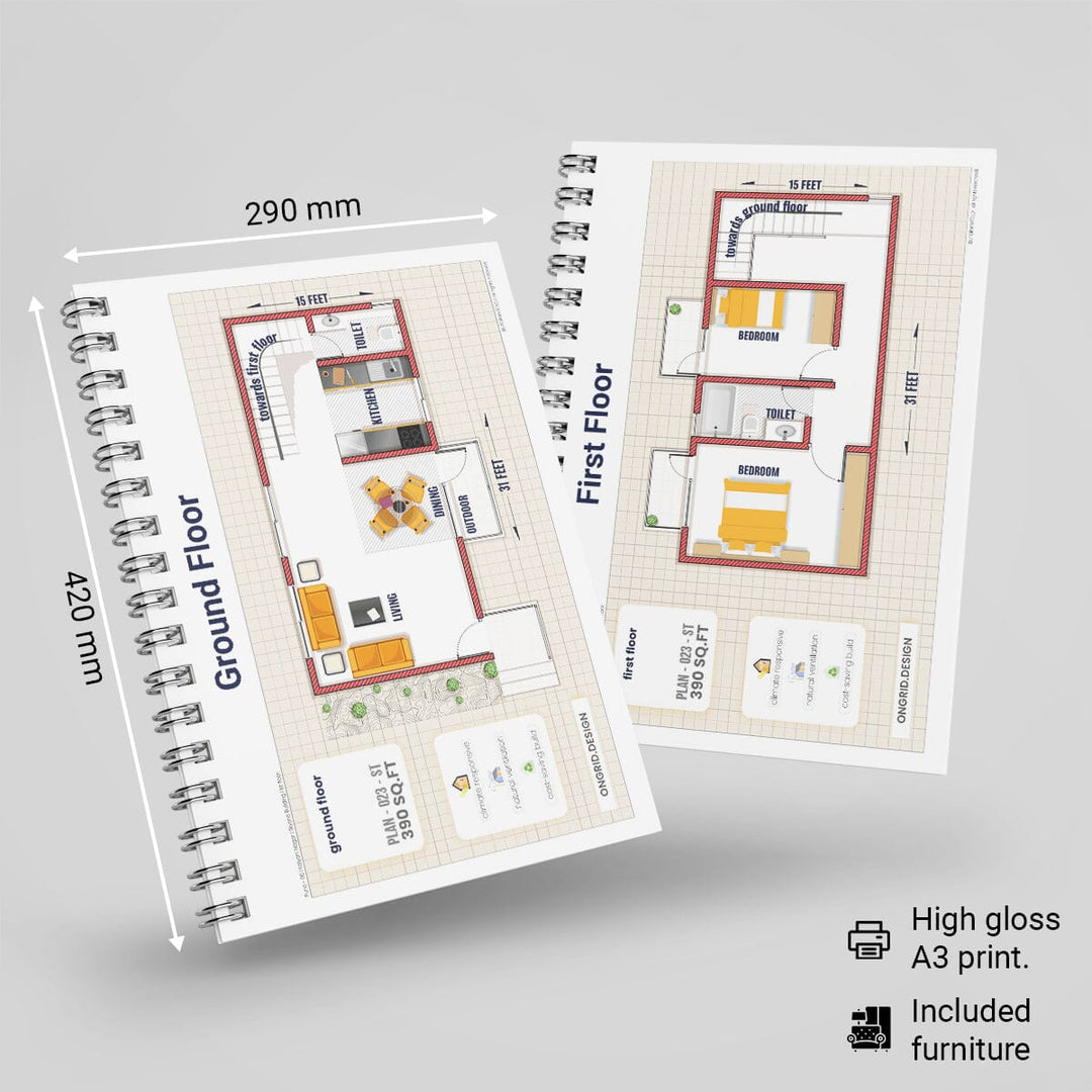 Modern Duplex Style Home Plan Print Books Ongrid.Design 