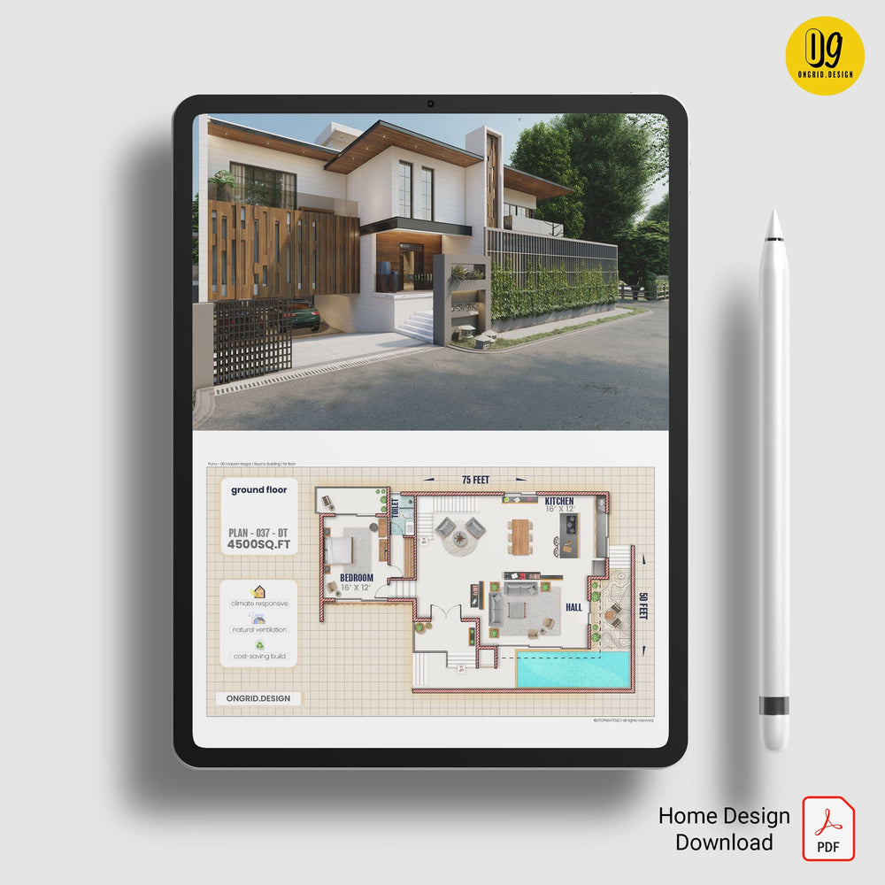Contemporary Duplex Style Home Plan Print Books Ongrid.Design